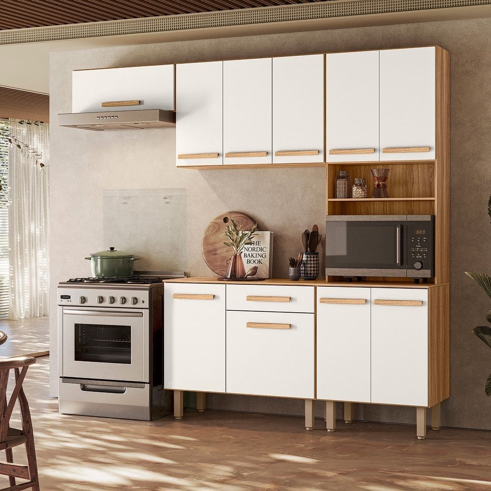Cozinha Compacta Lemon com Balcão Freijó Off White Nicioli