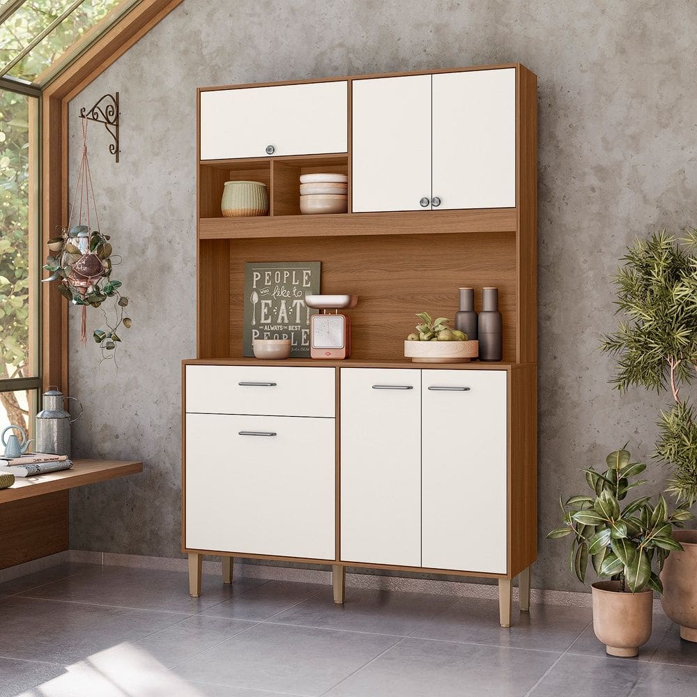 Cozinha Compacta Erva Doce 120cm Ipê Off White Nicioli
