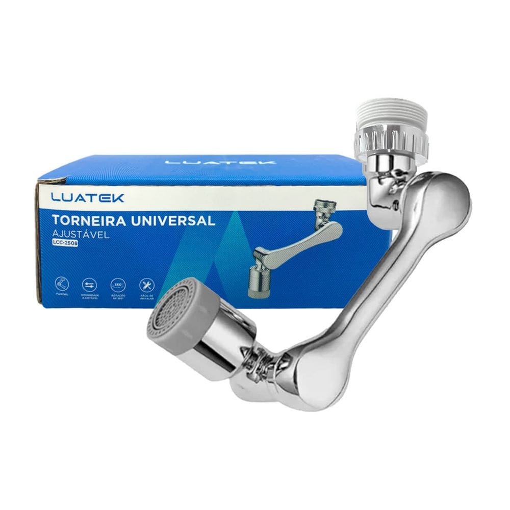 Extensor de Torneira com Rotação Ajustável em 360 Graus e Controle de Fluxo, Ideal para Direcionar o Jato de Água de Forma Prática