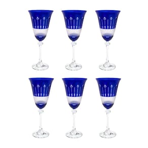 Cj 6 Taças de Cristal P/Champagne Cobalt Alexandra Asio 350ml Bohemia