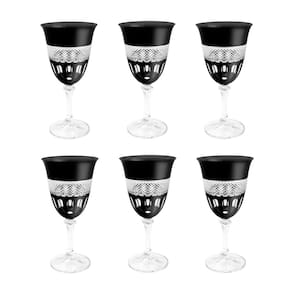 Cj 6 Taças de Cristal P/Vinho Tinto Black Kleopatra 360ml Bohemia