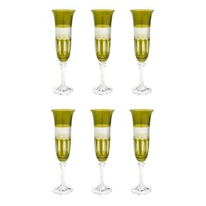 Cj 6 Taças de Cristal P/Champagne Saphire Kleopatra 175ml Bohemia
