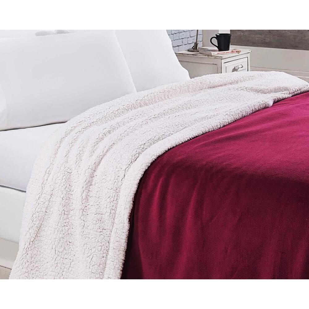 Edredom Queen Aspen Dupla Face Fleece Sherpa Andreza Vinho