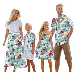 Roupas combinando Cromoncent Hawaiian Family Dad Son Teal