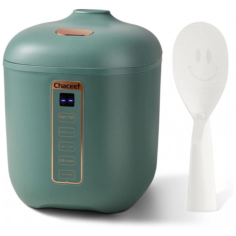 Panela de Arroz Mini CHACEEF 1,2L, 2 Copos de Arroz Cru, Portátil e Antiaderente, Função Timer de 24 Horas e Manter Aquecido, Verde