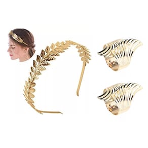 Kit Arco Tiara Coroa Deusa Grega C/ 2 Braceletes