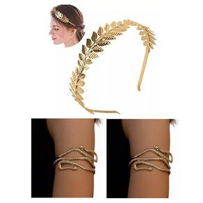 Kit Arco Tiara Coroa Deusa Grega C/ 2 Braceletes