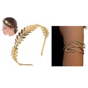 Kit Arco Tiara Coroa Deusa Grega C/ 1 Bracelete