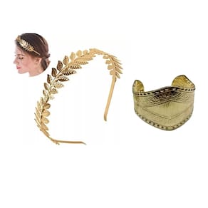Kit Arco Tiara Coroa Deusa Grega C/ 1 Bracelete