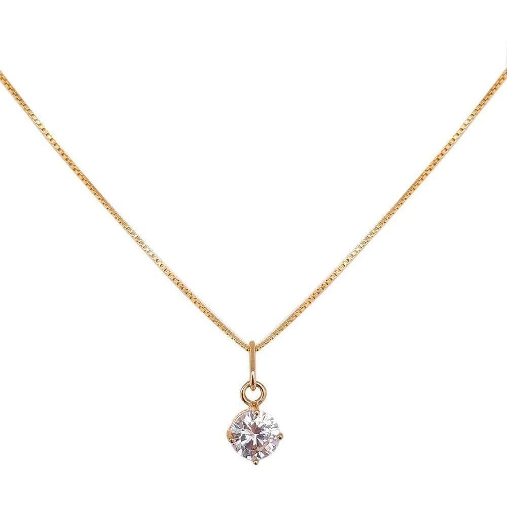 Colar Prata 925 Banhada Em Ouro 18K - Ponto De Luz Cravejado