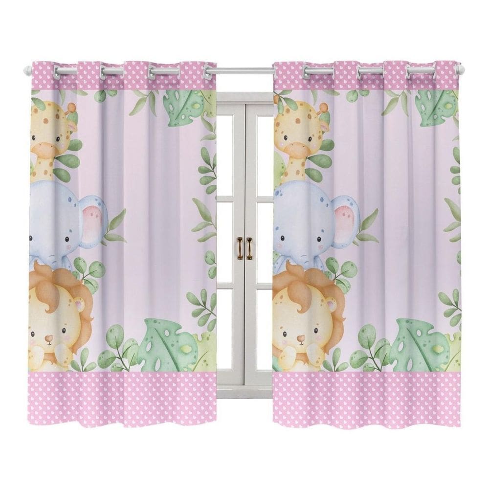 Cortina Estampada Quarto Infantil Safari 200X150