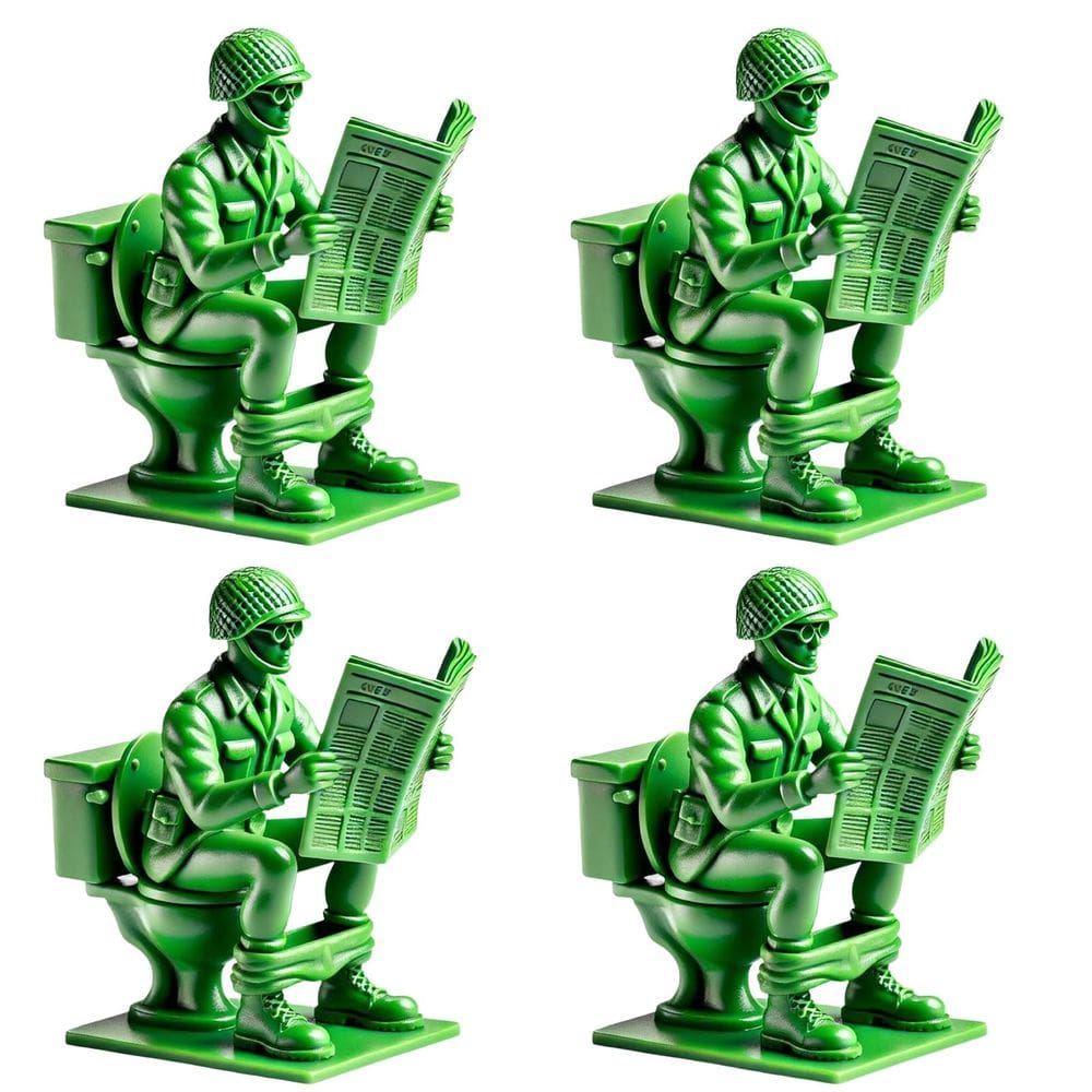 Figuras de ação evqosiv Funny Green Army Man, 4 peças de resina 7,62 cm
