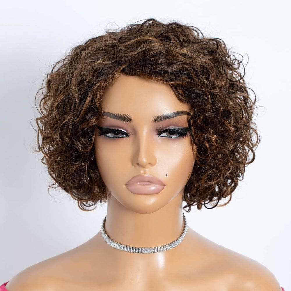 Peruca de cabelo humano Rebecca Fashion Short Curly Bob para mulheres