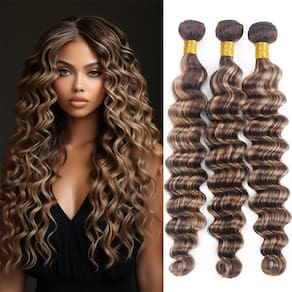 Pacotes de cabelo QEUOPE P4/613 Ombre Blonde Highlight 30-40cm