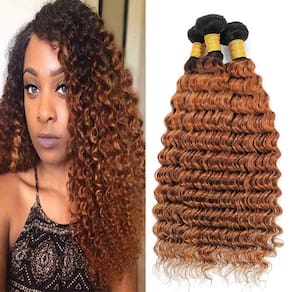 Pacotes de cabelo Leruikair Deep Wave 10 12 14 polegadas marrom T1B/30