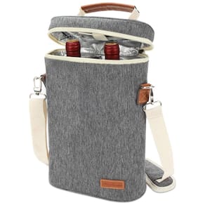 Zormy Bolsa Térmica Para Transporte de Vinhos até 2 Garrafas, Azul e Branca
