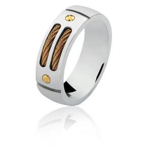 Anel Rosso Titanium Aro 25 Fio De Aço Black Apliques Gold