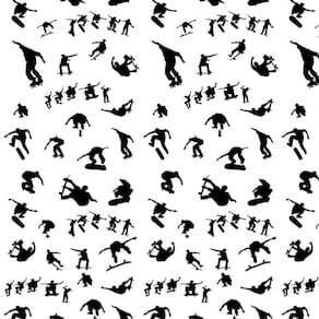 Papel Parede Adesivo Branco E Desenho Skate Preto Decorativo
