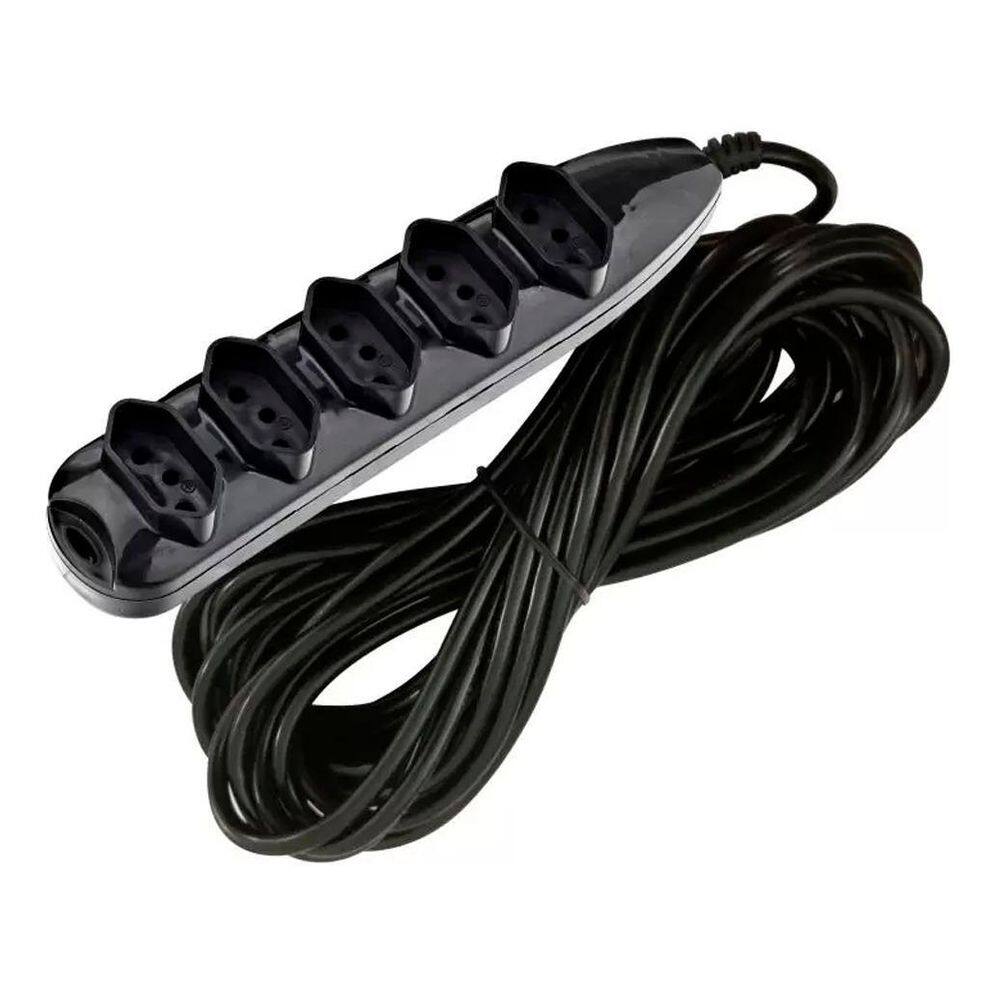 Extensão Cabo Elétrico 5 Metros 5 Tomadas 3 Pinos Bivolt
