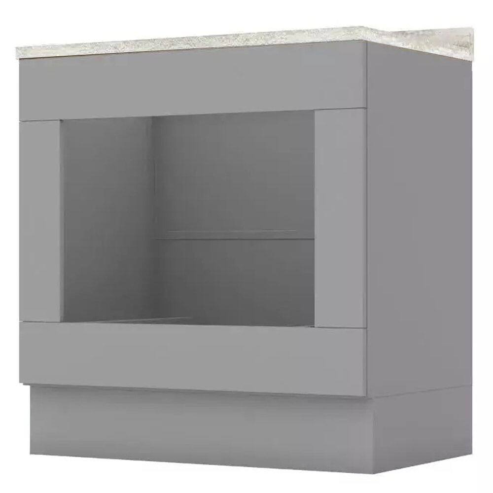 Balcao Forno Embutir Com Tampo 80 cm Americana Cinza Calcare Henn