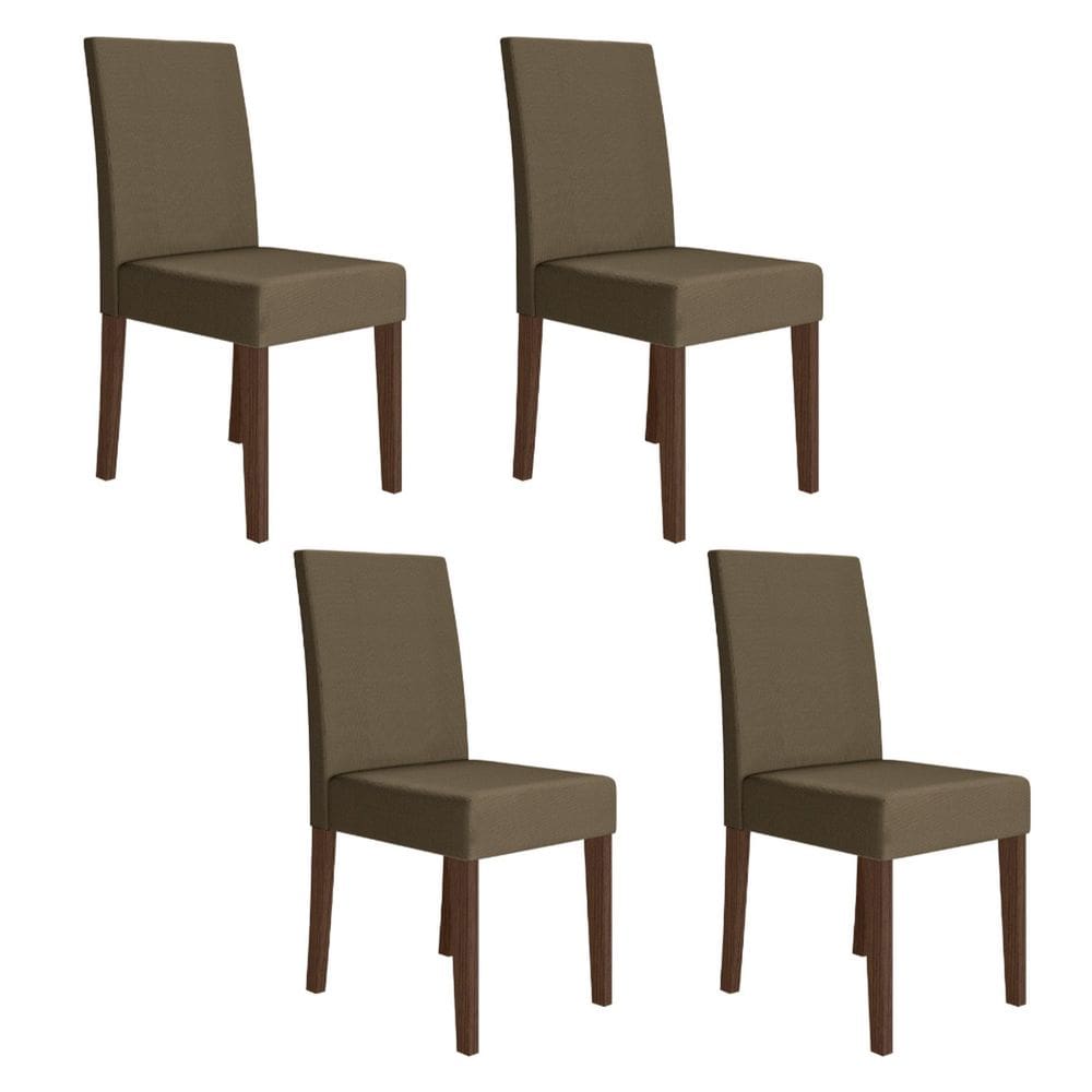 Conjunto 4 Cadeiras Estofadas Lisa Josi Amêndoa/Cappuccino