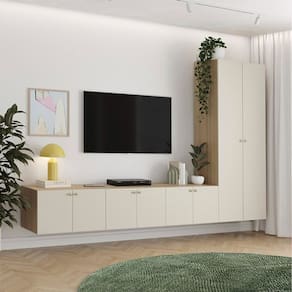 Rack Modular 4 Módulos 8 Portas Frame CabeCasaMadeiraMadeira Acácia/Arenas