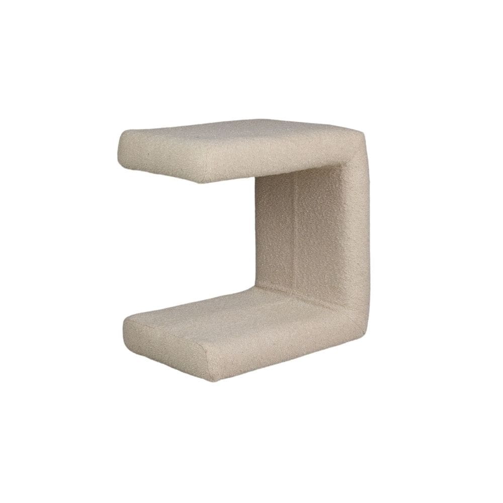 Mesa de Cabeceira 2 em 1 Cloud Estofada e Revestida em Boucle Off White