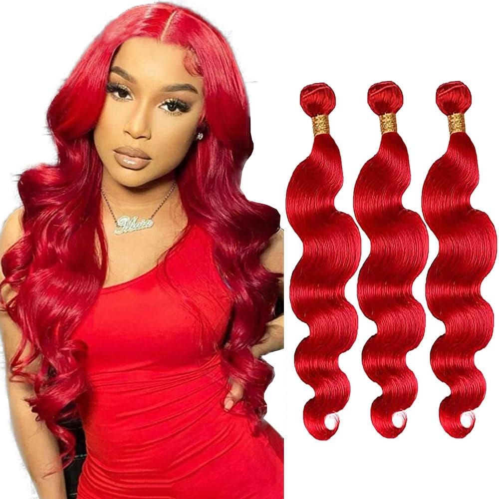 Extensões de cabelo GveoxVO Red Body Wave 8A Brazilian Virgin