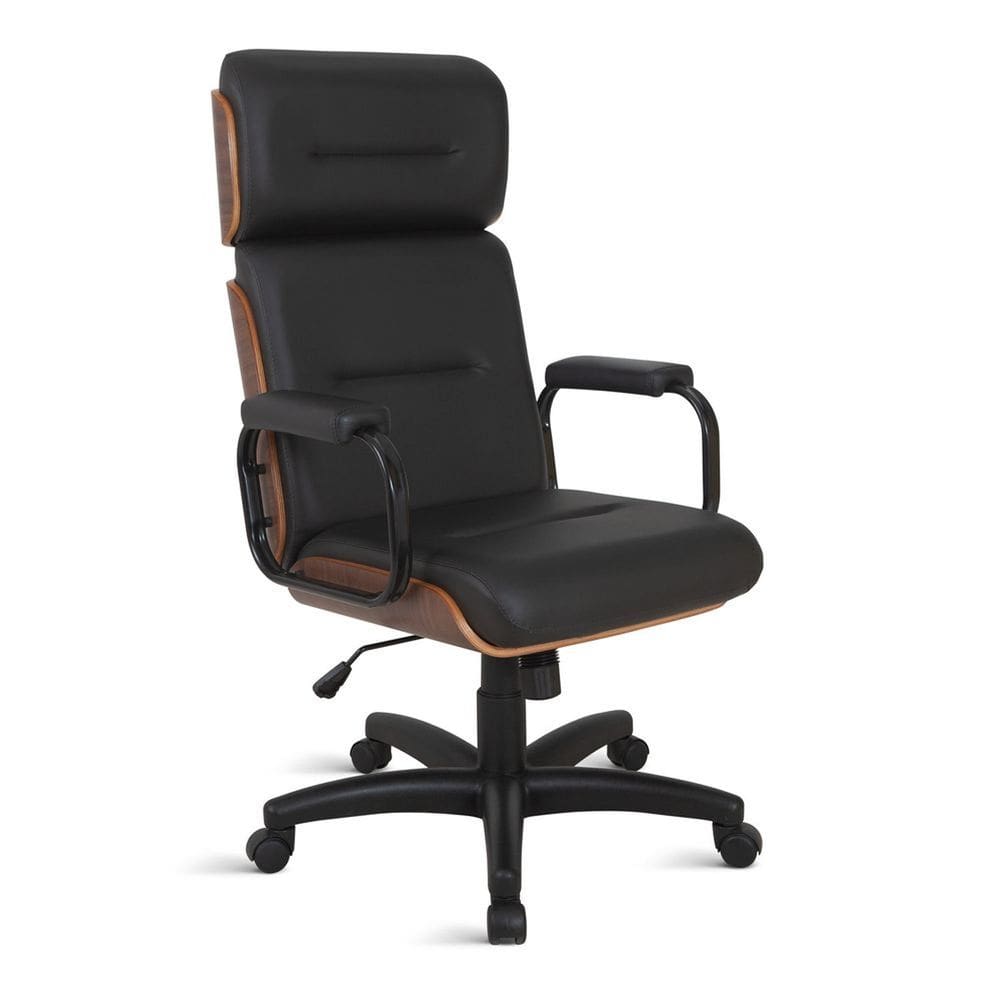 Cadeira Eames único para Escritório com Rodinhas Anti Risco da Linha Capa em Madeira Preto e Marrom