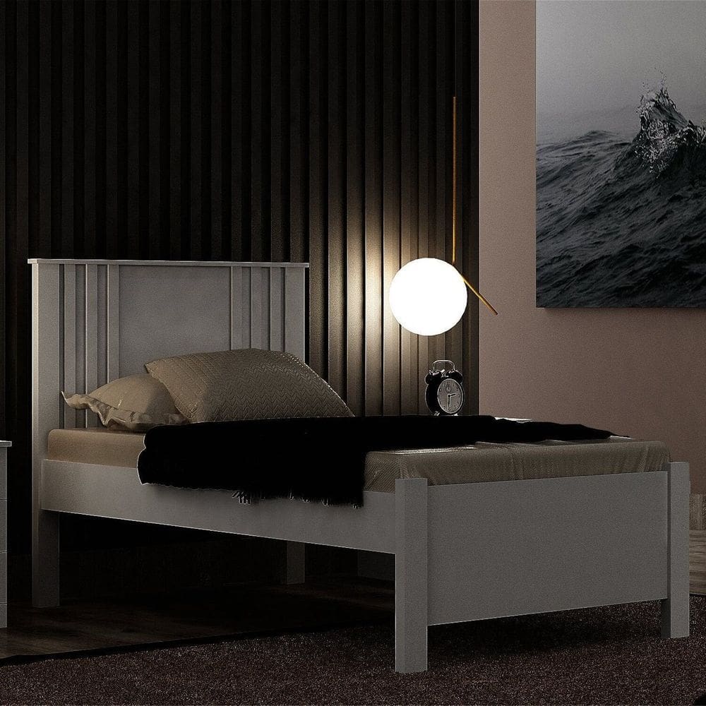 Cama Solteiro Milano, para Colchão no Tamanho 88x138 Cm Branco