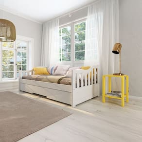 Bicama Solteiro American Estilo Sofá em Madeira Maciça Branco