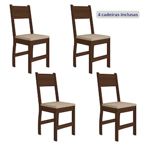 Conjunto 4 Cadeiras para Cozinha Milano Amêndoa/Savana