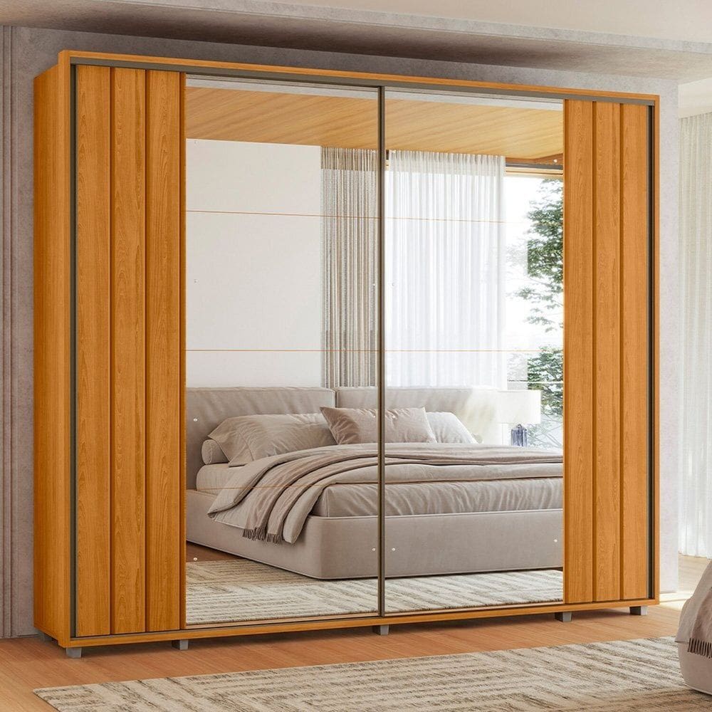 Guarda Roupa Casal 2 Portas com Espelho Dali Cinamomo
