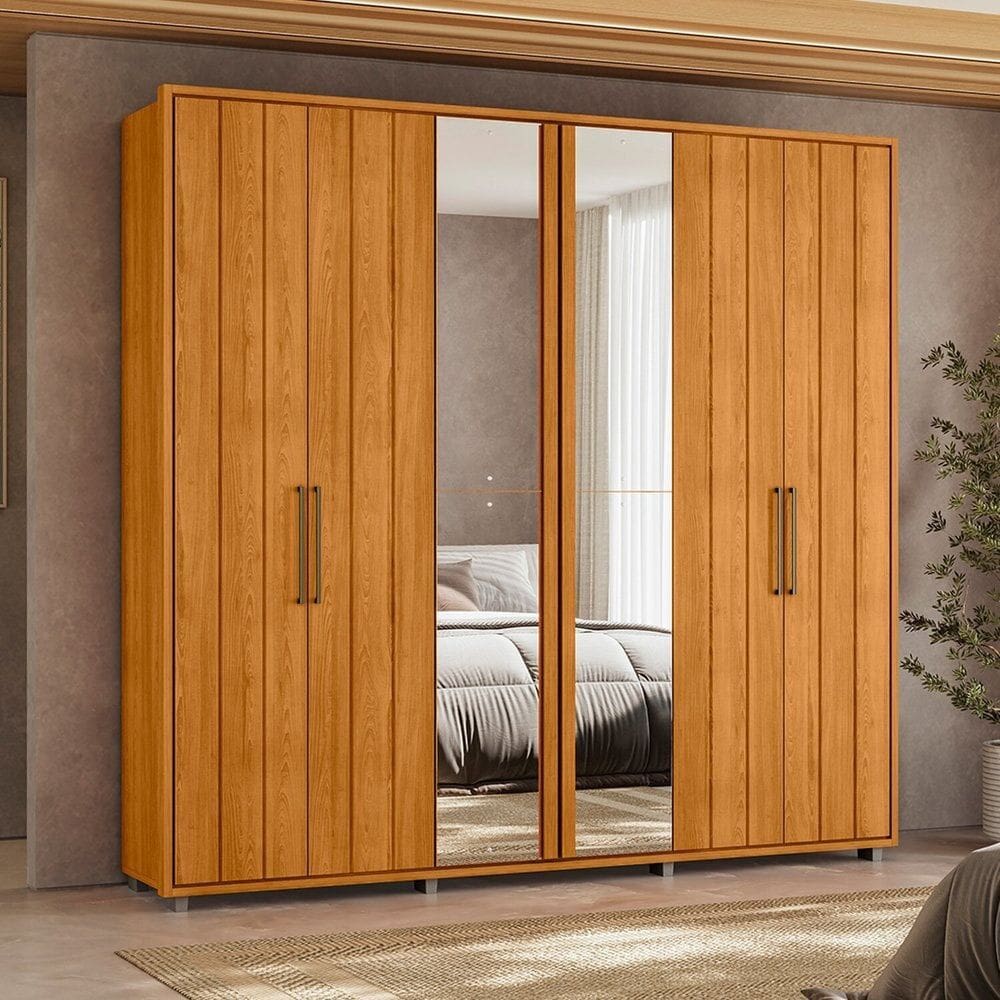 Guarda-roupa Mdf 2 Portas com Espelhos Miró Cinamomo