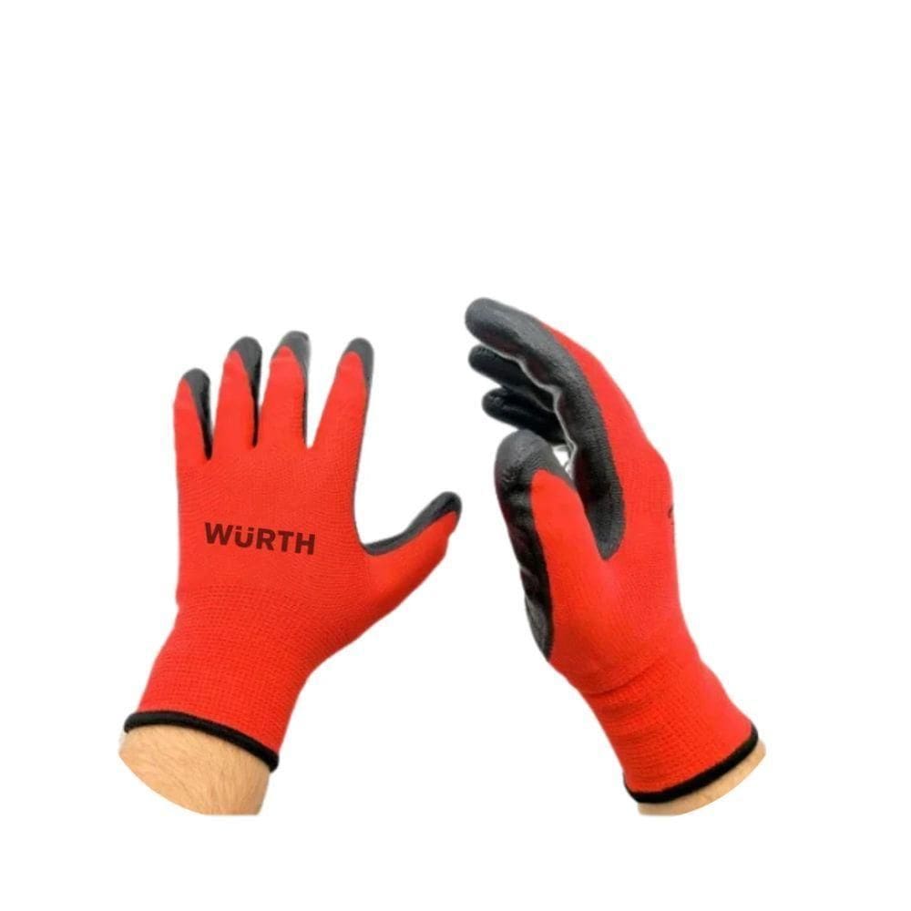 Luva Poliéster Vermelha Com Banho Latex Tamanho 8 - Wurth