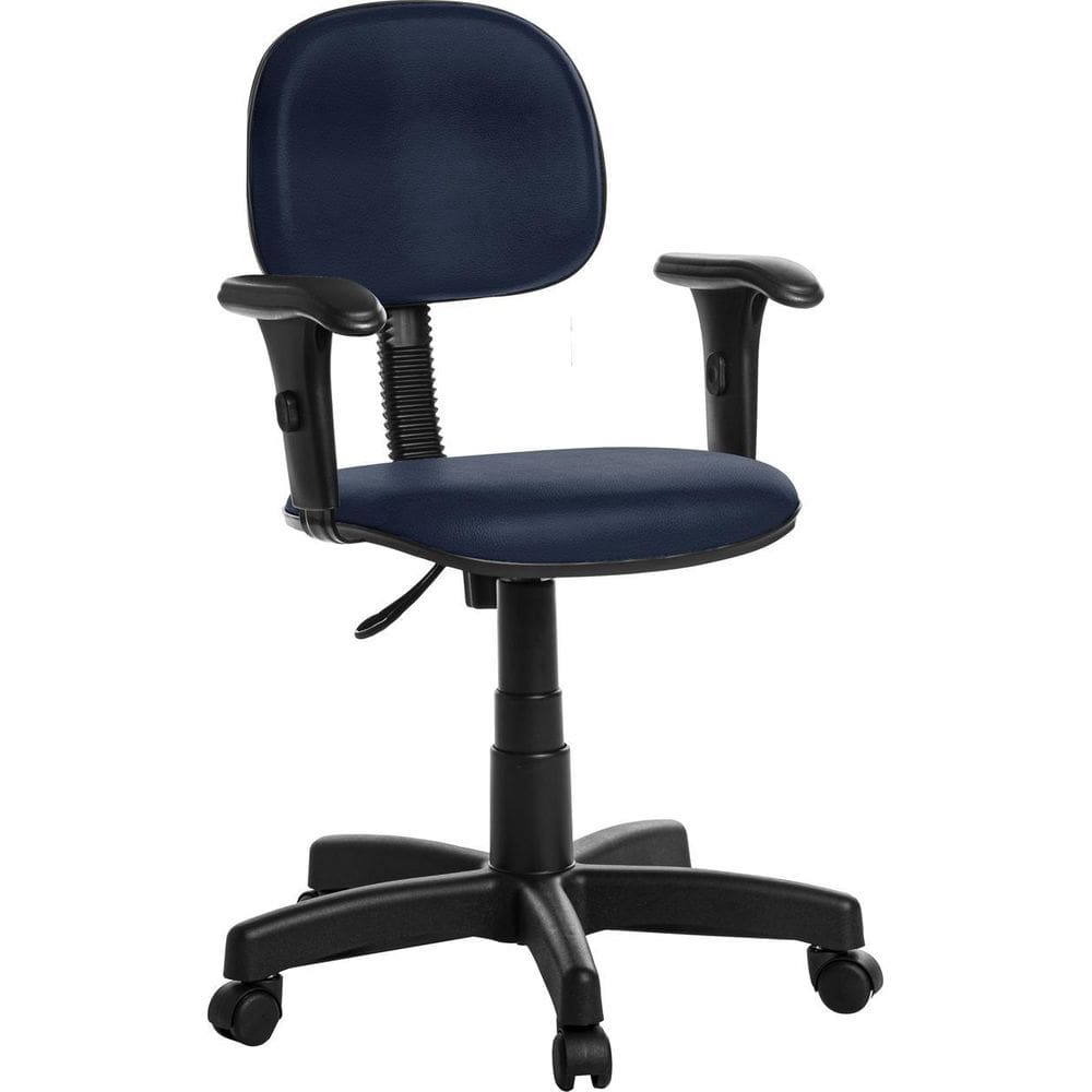 Cadeira De Escritório Secretaria Com Braço Rv Azul Escuro