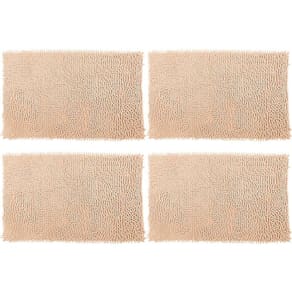 4 Tapetes Bolinha Antiderrapante Macio Para Banheiro Bege
