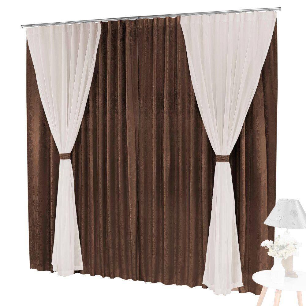 Cortina Bhaly Jacquard E Voal 3,00 X 2,50 - Tabaco