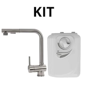 Kit Torneira Monocomando Escovada Prata Extensível Cozinha + Aquecedor Cardal 6400W 220V