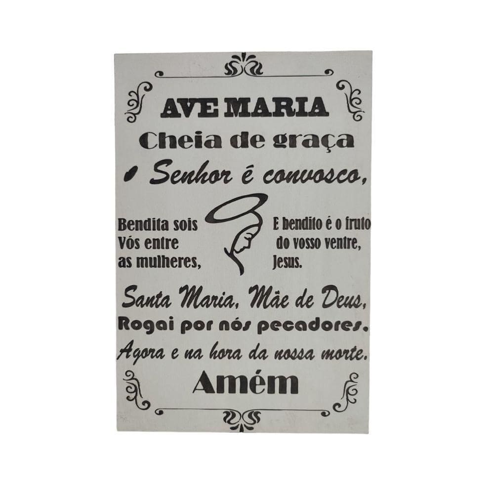 Oração Ave Maria Gravada Laser Tamanho A4 Mdf 3mm Branco [f031]