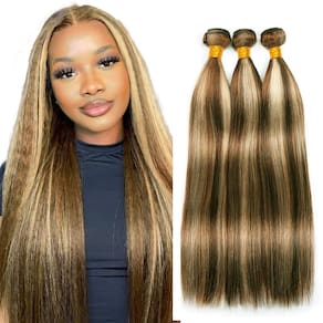 Pacotes de cabelo CnumGunm 613 Straight 2 Tons Castanho Claro 24 cm