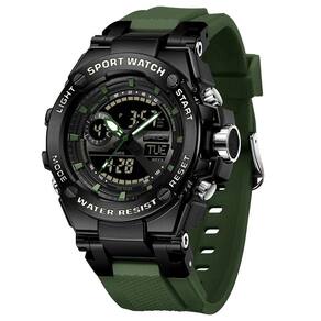 Relógio Dual Display Digital Com Pulseira Silicone Multifuncional Impermeavel Verde