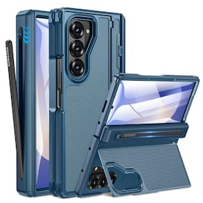 Capa de telefone Caka para Samsung Galaxy Z Fold 6 com suporte para caneta S azul