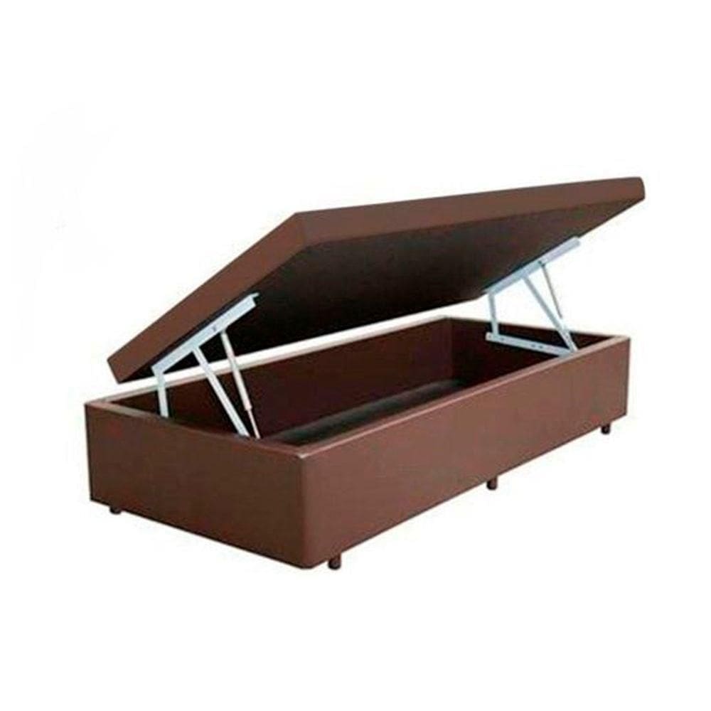 Cama Baú Solteiro 88 - Bello Tecido Sintético Marrom