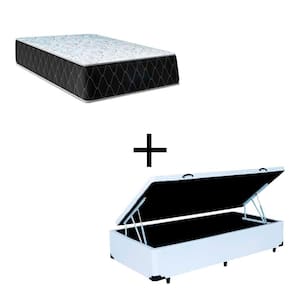 Cama Baú Solteiro 88 Tecido Sintético Branco Com Colchão Marrocos - Poliéster - Espuma D33 30cm