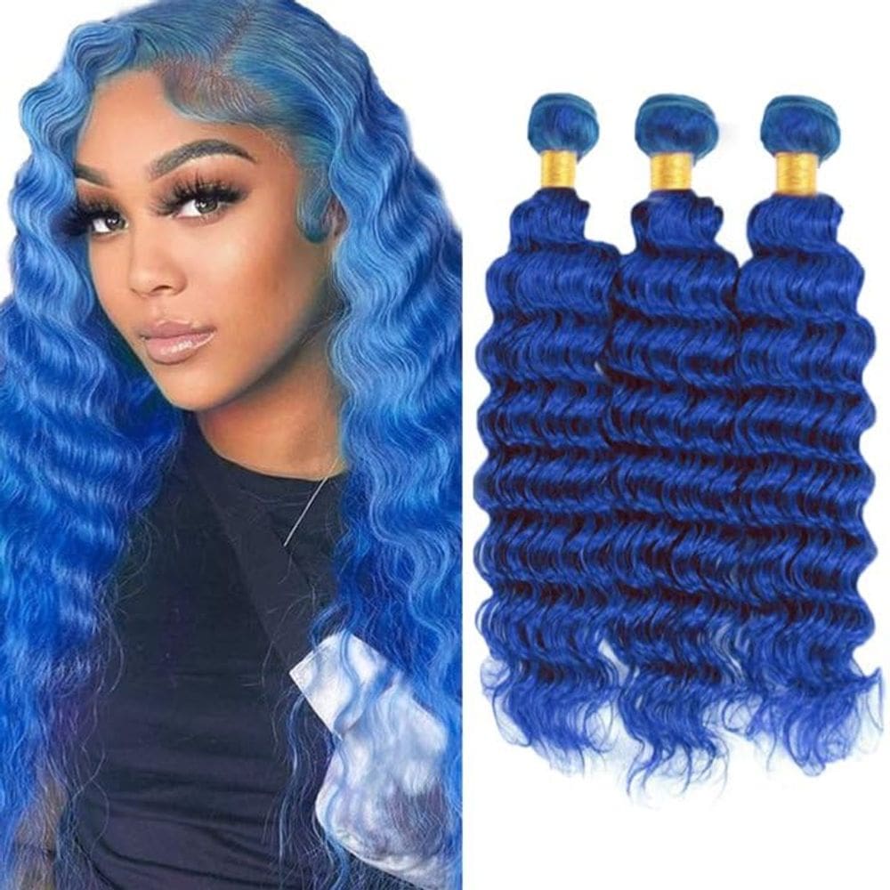 Pacotes de cabelo CnumGunm Dark Blue Deep Wave 100% brasileiros