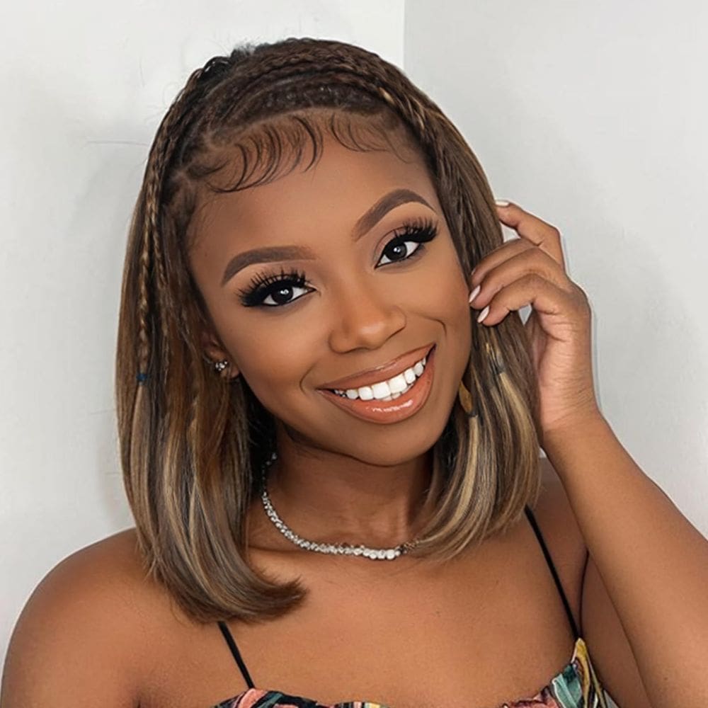 Perucas WIGER Destacadas Straight Bob Lace Frontal 13x4 30cm