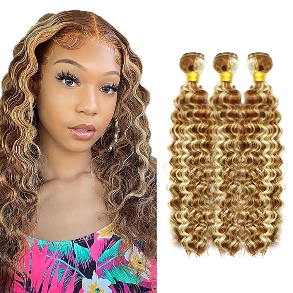 Pacotes de cabelo CnumGunm P30/613 Highlight Deep Wave 3x60cm