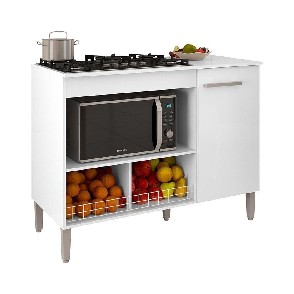 Balcão Cozinha Para Cooktop Madri Com 1 Porta Branco