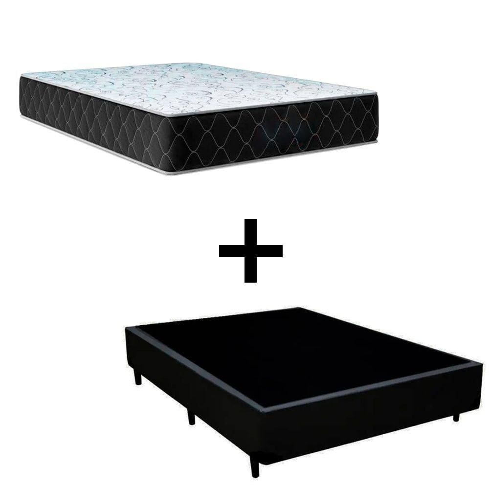 Cama Viúva 128 Tecido Sintético Preto Com Colchão Marrocos - Poliéster - Espuma D33 30cm